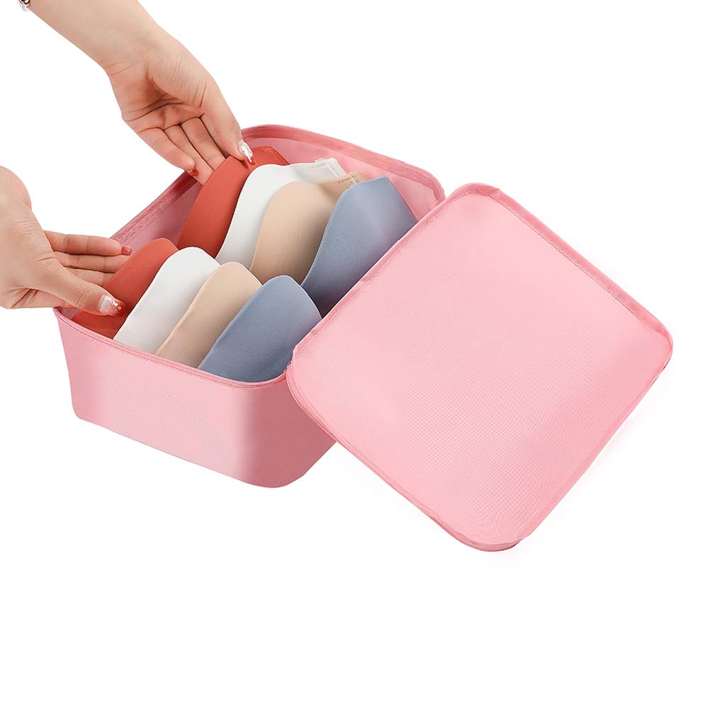 Belsmi - Juego de 8 Cubos de Embalaje con Bolsa para Zapatos - Organizador de Equipaje de Viaje (Rosa)