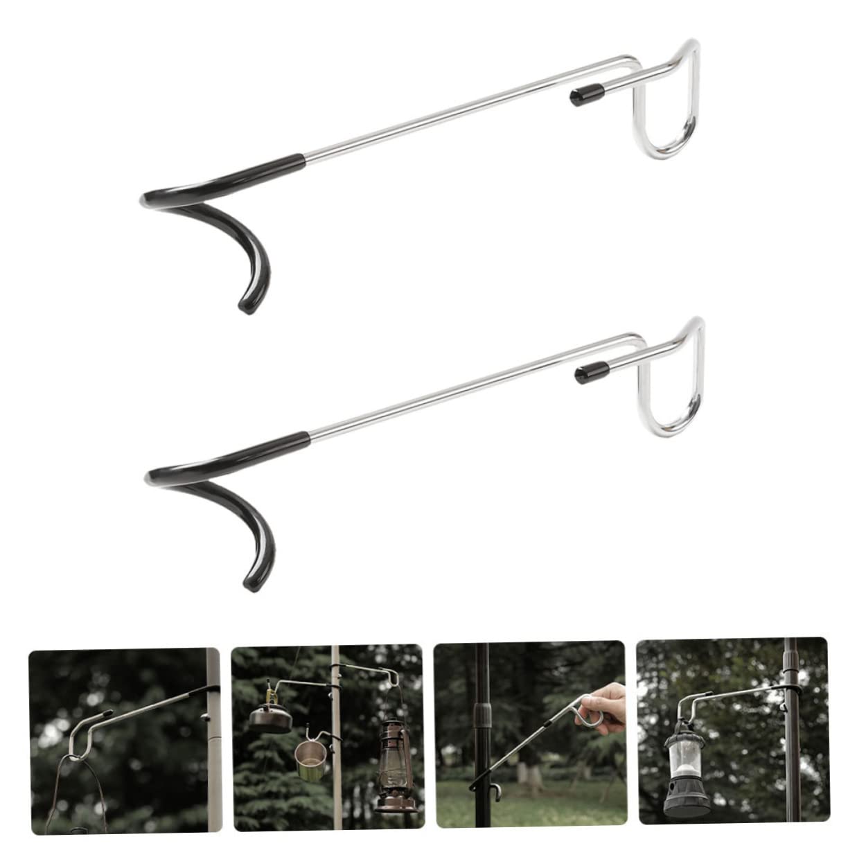 VICASKY 2pcs Anti-Skid Hook Hooks Hanger Garden Camping Outdoor Holder Professional Lantern Hook Convenient Lantern Hook Portable Lantern Hook Steel