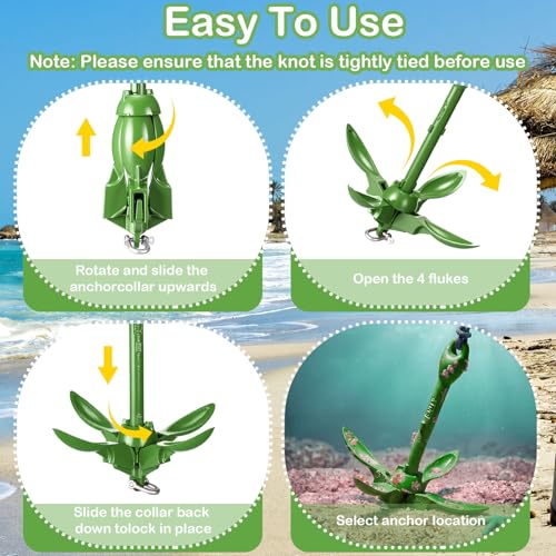 Image of Lounsweer 2 Pack 1.5 /3.5 lb Marine Kayak Anchor Kit Folding Grapnel Anchor Kit Boat Kayak Fishing Accessories for Small Boats Kayaks Canoe Paddle Boards