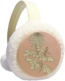 Flor, planta, preto, branco, crisântemo, inverno, orelha, cabo de tricô, protetor de ouvido de lã para ambientes externos