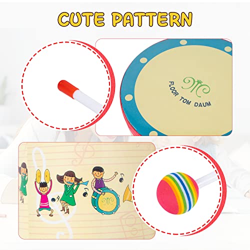 Batería Floor Tom Drum de 10 pulgadas con 2 mazos y 2 pares de baquetas 5A para adultos y niños miniatura 6