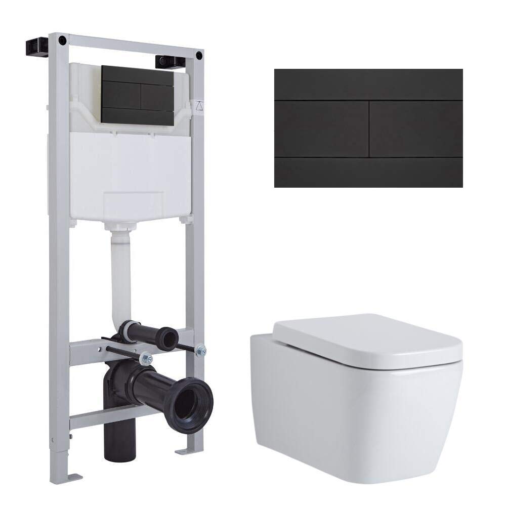 Buy Milano Longton Modern White Ceramic Wall Hung Square Toilet WC