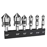 M35 Cobalt Countersink Drill Bit Pro-Grade 6pc Cobalt Countersink Bits Set | 5-Flute Design for Metal/Wood/Stainless Steel/Carbon Steel | Auto Repair & Marine Use | 1/4 Inch Quick Change Hex Shank