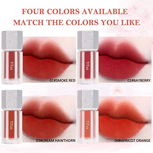 Pasnowfu Matte Lipstick, Smooth Velvet Lip Mud, Soft Cream Blush Makeup, Non-Stick Cup Long Lasting Lip Gloss Lip Stain For Lip And Cheek Makeup, Lip Powder Melt On Your Lip And Face, Smoke Red #TOP5