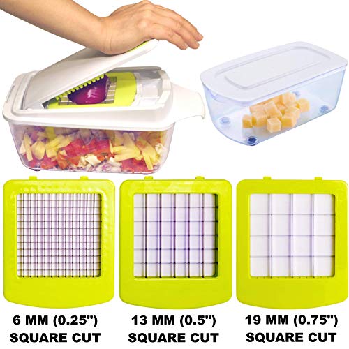 Brieftons QuickPush Food Chopper: Strongest & 200% More Container Capacity, 30% Heavier Duty, Onion Chopper, Kitchen Vegetable Dicer, Fruit and Cheese Cutter, with 3 Dicing Blades & Keep-Fresh Lid - Thumbnail 6