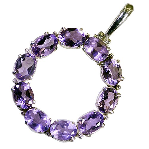 Pendentif Améthyste Véritable pour Femme en Argent Massif Style Cluster Raffiné