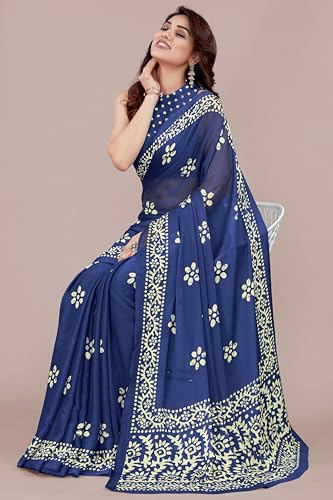 Image of MIRCHI FASHION Saree for Woman Chiffon Batik Printed | Lightweight Daily Wear Women's Office Sari with Blouse Piece (Available in 40 Colours)