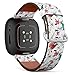 CJBROES Replacement Leather Watch Band, Compatible with Fitbit Versa 3 and Fitbit Sense of Wristband Bracelet Accessory - Vintage Bird Butterfly
