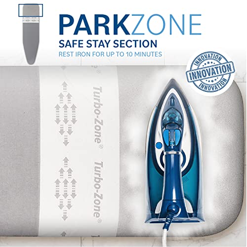 Bartnelli Ironing Board Cover And Pad, Made In Europe With New Patent Technology | 54X15 Iron Board Replacement Cover Featuring Park & Turbo Zone, Scorch Resistant 100% Cotton Thick Layered Top #TOP1