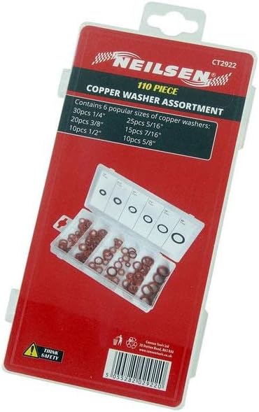 Neilsen CT2922 110pc Copper Washer Set Assorted, Various Sizes, Comprehensive Assortment Box, 1/4", 5/16", 3/8", 7/16", 1/2", 5/8" - Image 4