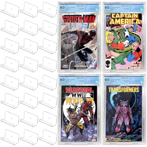 24Pcs Clear Floating Comic Book Display Shelves,Clear Floating Shelves for