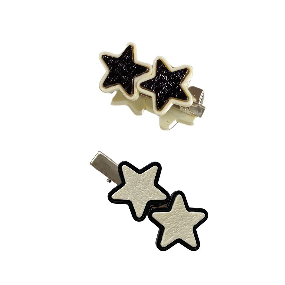 Black and White Star Hair Clip Simple and Versatile Five-pointed Star Clip