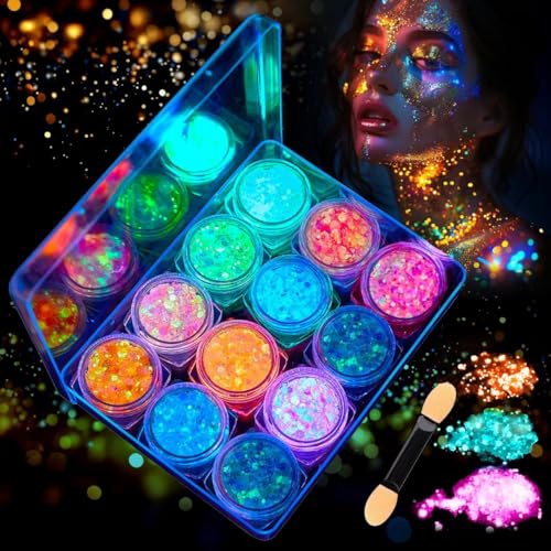 VIBINHO 12 Couleurs Lumineuse Paillettes Gel,...