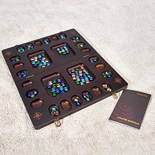 Juego de mesa Mancala para 4 jugadores en madera plegable miniatura 6