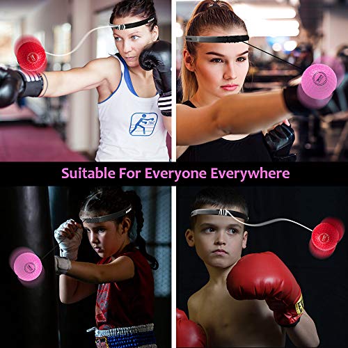 TEKXYZ Boxing Reflex Ball Pink and Red Set for Girls and Women, 2 Difficulty Levels