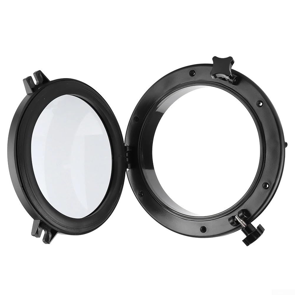 Hublot marin à ouverture ronde de 216 à 265 mm avec verre trempé de 4 mm, cadre en ABS, raccords en acier inoxydable 316, résistant aux UV pour bateau ou camping-car (216 mm)