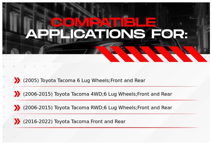 Image of R1 Concepts Front and Rear Brake Kit Fits 2005-2015 Toyota Tacoma 4WD 6 Lug Wheels RWD; 2016-2023 Toyota Tacoma| Super Duty Pads, Drilled Slotted Rotors| Hardware, Drum, Shoes, Adjuster
