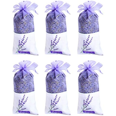 FGXY 6 Pack Lavender Sachets, Scented Sachets, Natural Dried Lavender Flowers Lavender Bags, Moth Repellent for Wardrobes, Handmade, For Drawers, Closets, Rooms, Wardrobes, Bathrooms, Cars Cover