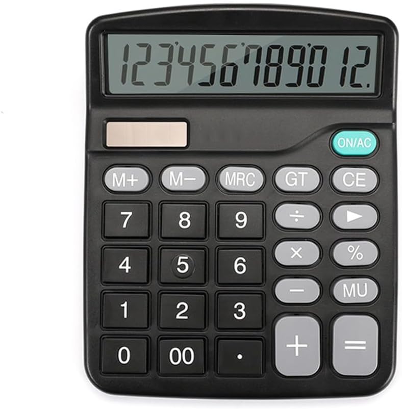 12 Digit Solar Powered Portable Small Calculator with Large Computer Screen Dedicated to Finance and Office