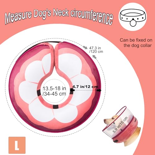 Image of Inflatable Dog Cone Collar for Large Medium Small Dogs, Soft Dog Donut Collar Adjustable Recovery Cone for Pets After Surgery, Extra Enhanced Anti-Licking Guard Shield (Mangosteen, Large)