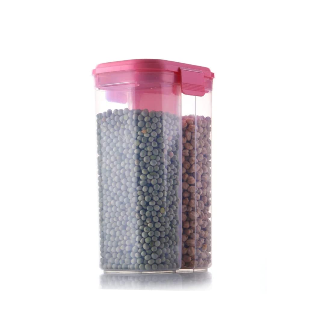 Suzec 2 Section Space Saver Air Tight, PET Transparent Plastic Container for Grocery, Flour, Snacks, Cereal, Grain Kitchen Storage Container (2000 ML, 2 in 1, Air Tight, Multicolor, 1 PCS) (B0B2X2D6WC) Amazon Price History, Amazon Price Tracker