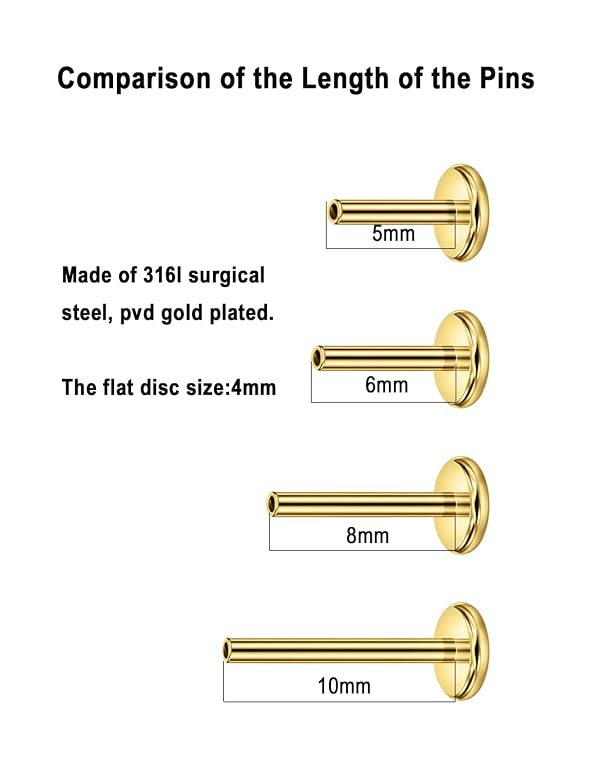 Birthstone Nose Studs Threadless Earring 18k Gold Plated 4.0mm 18 Gauge 8mm by FANSING - Used condition - Image 3