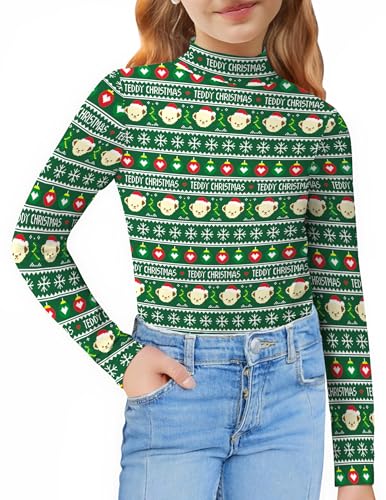 Image of Arshiner Girls Long Sleeve Mock Turtleneck Shirts Slim Fit Base Layer Top