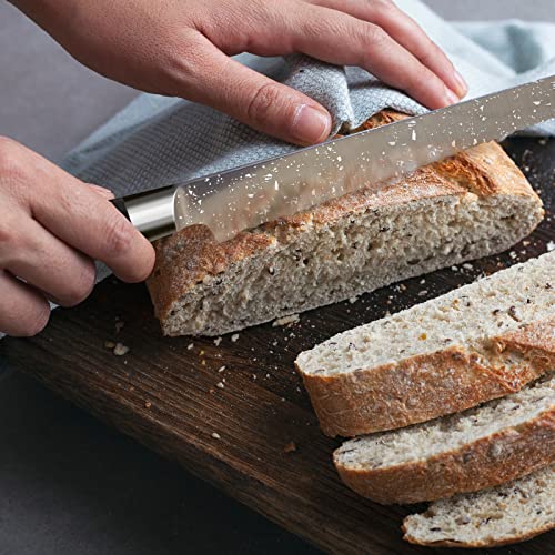 Ritsu Bread Knife 10 Inch Serrated Knife, Professional Serrated Bread Knife, German High Carbon Steel Bread Slicer With Ergonomic Handle For Homemade Bread Slicing #TOP3