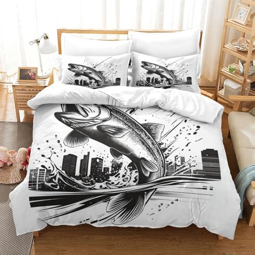 Drap de couette poisson sauteur 3D microfibre de qualité supérieure - 3