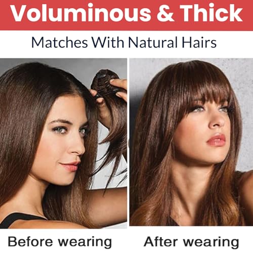 Image of Temperia Front Bangs Hair Extensions for Women & Girls - Fake Fringes Clip on Bangs - Front Hair Patch Accessories - Black - 1 pcs