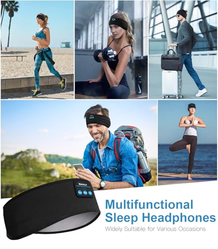 Navly Auriculares para Dormir Bluetooth V5.4 Deportes Diadema | Deportiva Banda Auriculares con Ultrafinos HD Estéreo Altavoces, Deportes, Dormir de Lado, Viajes Aéreos y Relajación