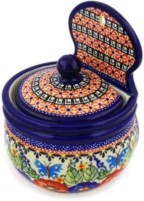 Polmedia Polish Pottery Wall Jar UNIKAT - Spring Splendor Pattern Handmade in Boleslawiec Poland + Certificate of Authenticity