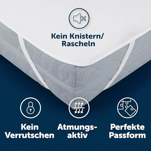 Blumtal Matratzenschoner 140x200cm - wasserdichte Matratzenauflage 140x200cm aus 80% Baumwolle - Oeko-TEX zert. Inkontinenzunterlage waschbar bis 95 °C - knisterfreier Bett Topper - Bettwanzen Schutz
