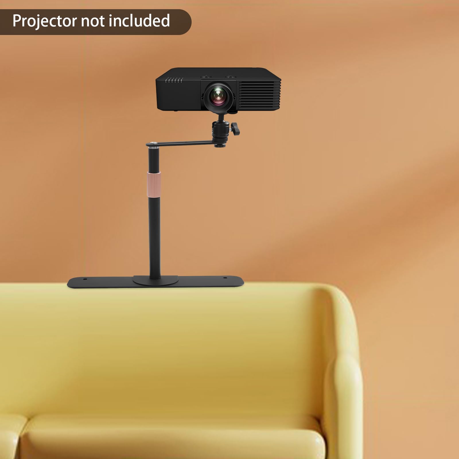 Support de projecteur, pivotant à 360°, réglable en hauteur, support de projecteur caché avec interface à vis 1/4", mini support de sol pour lit et canapé, noir