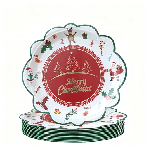 Tourima Weihnachtsteller Set 10 Stück 9 Zoll, Weihnachtsgeschirr Set...