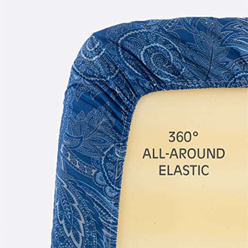 Meishang King Sheet Set Paisley Printed Sheets Ultra Soft 100% Microfiber - 16 Inch Deep Pocket Comfortable Blue Pattern Printed Sheet Set - 4 Pieces Navy Blue King #TOP6