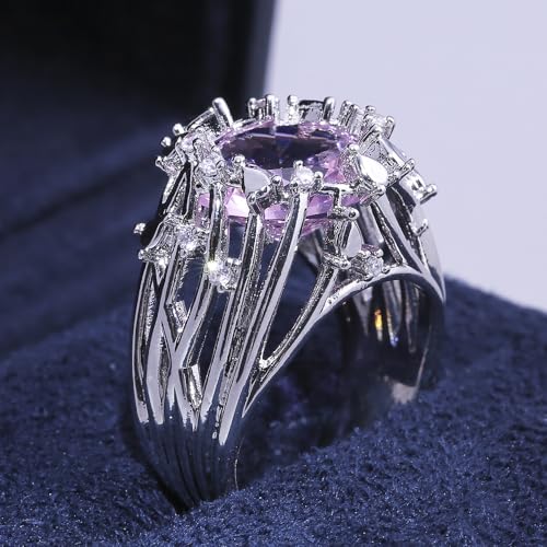 Women's Promise Ring with Pink Cubic Zirconia Personalized Fashion Jewelry for Wedding