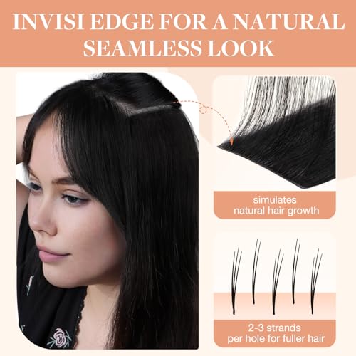 Image of GOO GOO Invisi Edge Clip in Hair Extensions, 20inch 150g 7Pcs, Injected Seamless PU Clip in Hair Extensions, Virgin Real Human Hair, #1D /2C /4E Chocolate Dip Color Melt