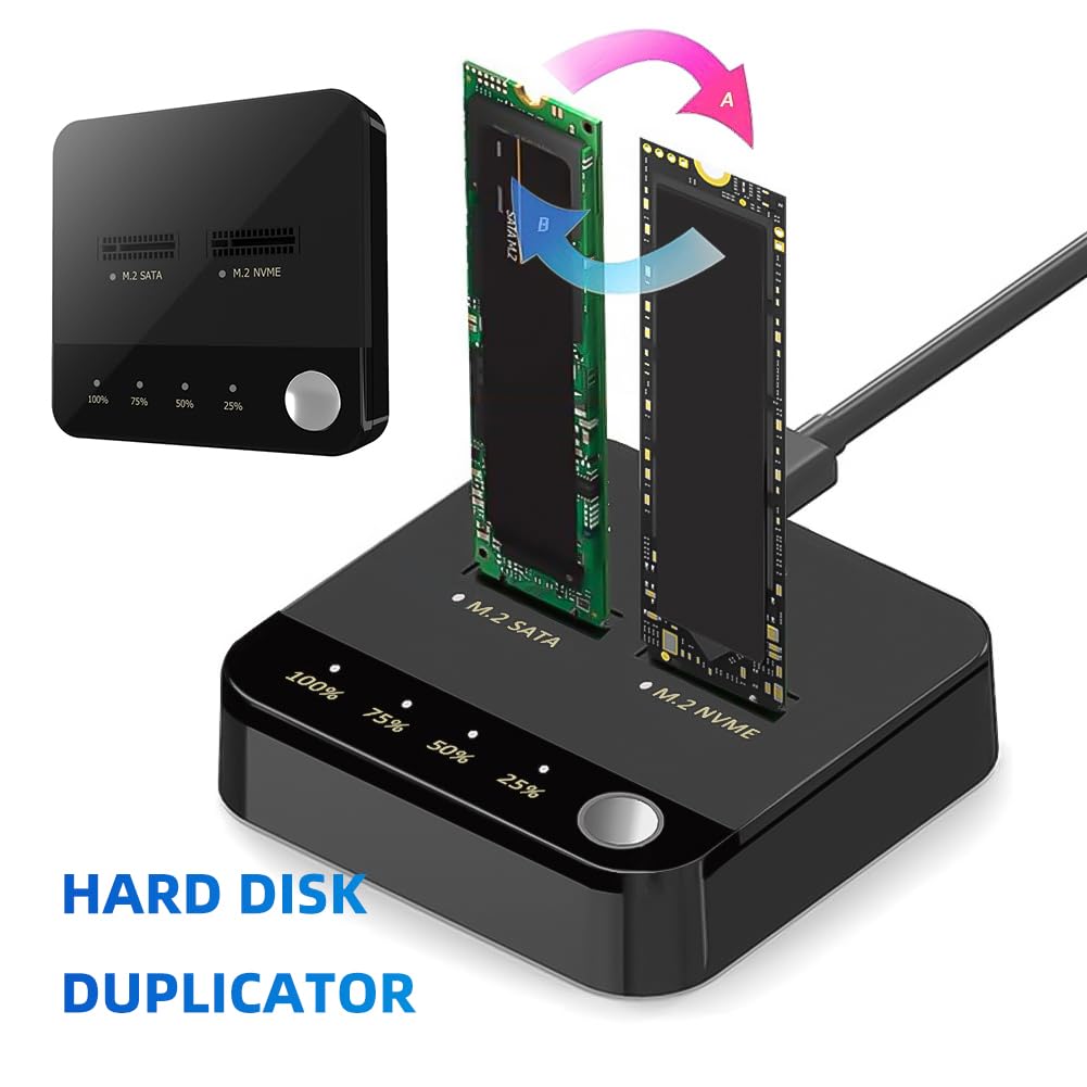 M.2 SATA/NVMe Dual-Bay Hard Drive Stacja dokująca Offline Clone Stacja dokująca Duplikator Transmisja danych Dysk twardy Stacja dokująca Clone Duplicaotr dla SSD Rozmiar 2230/2242/2260/2280/22110