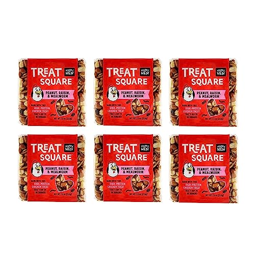 Happy Hen 7.5oz Square Mealworm and Peanut Tasty and Healthy Treats for Reduce Boredom and PeckingTreats (Case of 6) 4.25 by 4.25 by 1.25 (6 Items)