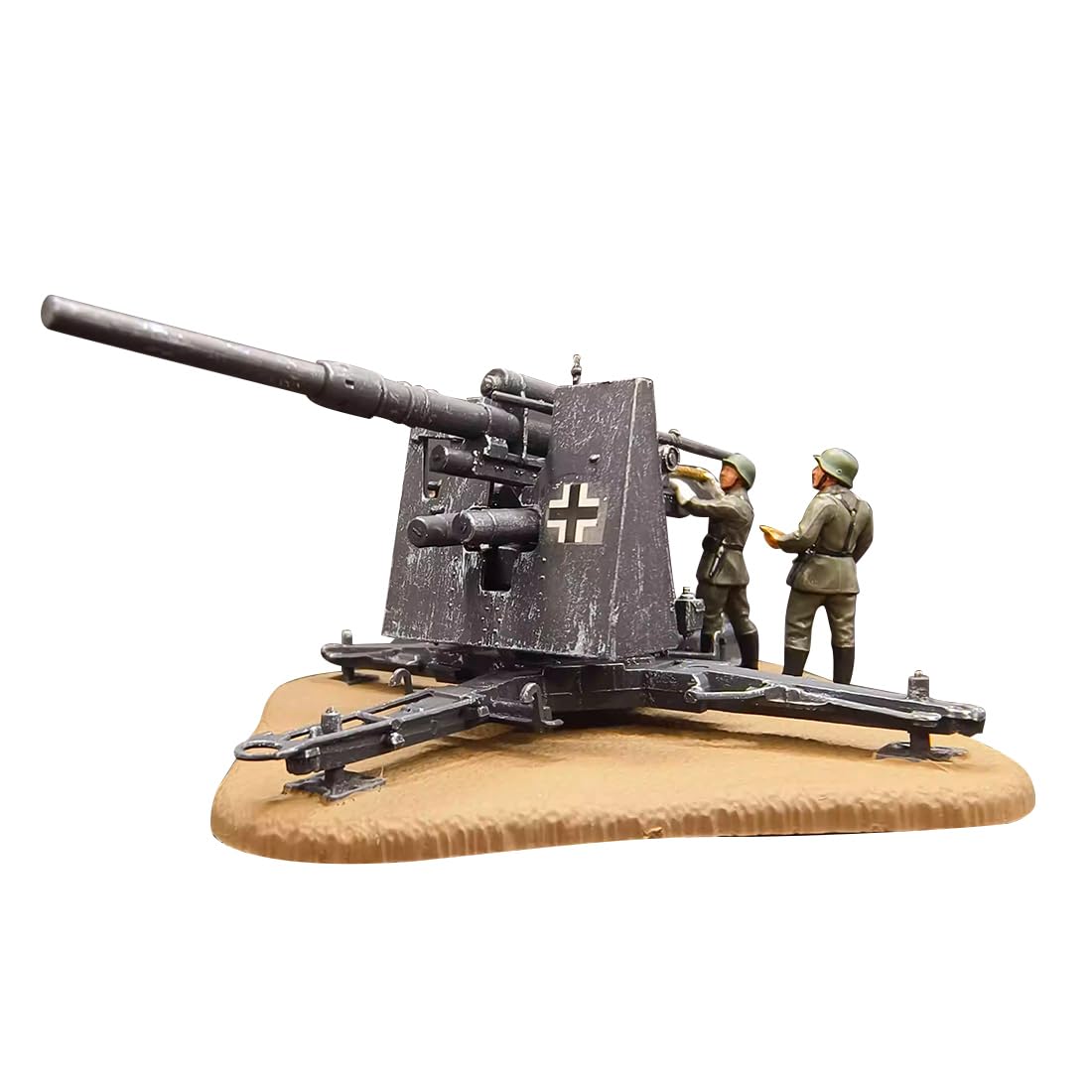 Figuras militares alemanas WWII 1/72 2.6 pulgadas modelo de artillería antiaérea con base, armas antiaéreas, figuras militares para adultos