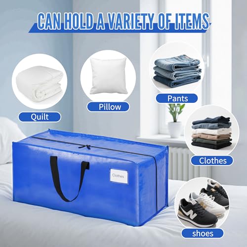Image of BAGAIL Heavy Duty Moving Bags with Strong Handle, Extra Large Moving Boxes, Storage Tote for Clothes, College Moving Supplies(Light Blue, 6 Pack)