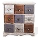 Rebecca Mobili RE4077 - Cassettiera 9 cassetti, Legno di Paulonia, Stile Shabby chic, Multicolore, 63 x 60 x 23 cm