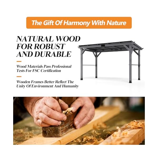 125×65 outdoor grill gazebo hardtop cedar wood gazebo with 2 side shelves and galvanized steel roof patio wooden bbq pergola for garden porch and backyard  urban country home decor