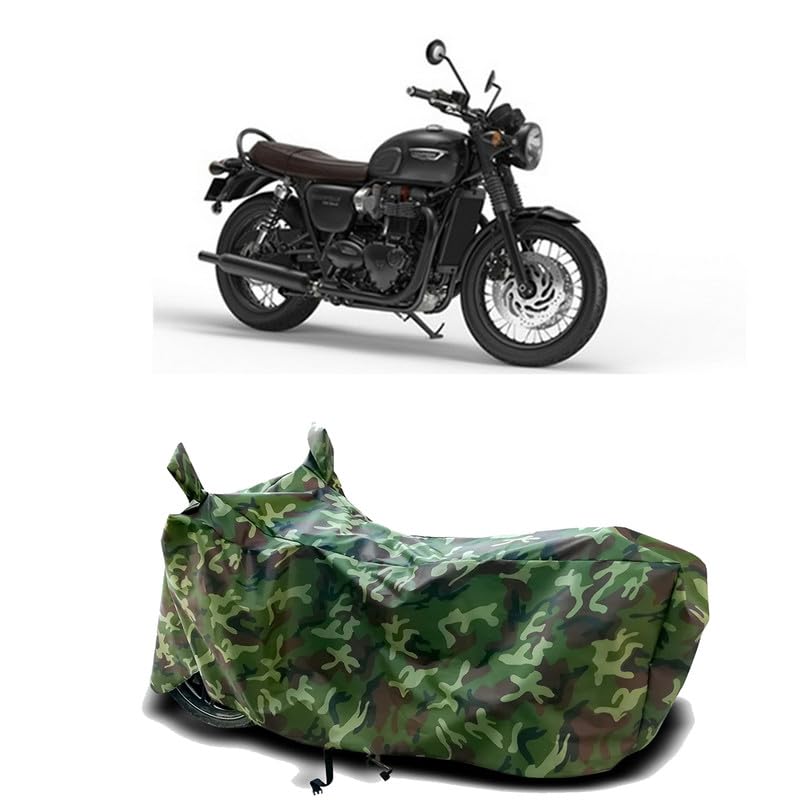 Image of DUFFEL-100% Heat Protection Two Wheeler Bike /Scooty Body Cover for Triumph Bonneville T120 Black Water Resistance /UV-Rays /Birds Dropping /Scratchproof /Dust Proof /Waterproof[Green Jungle Print]