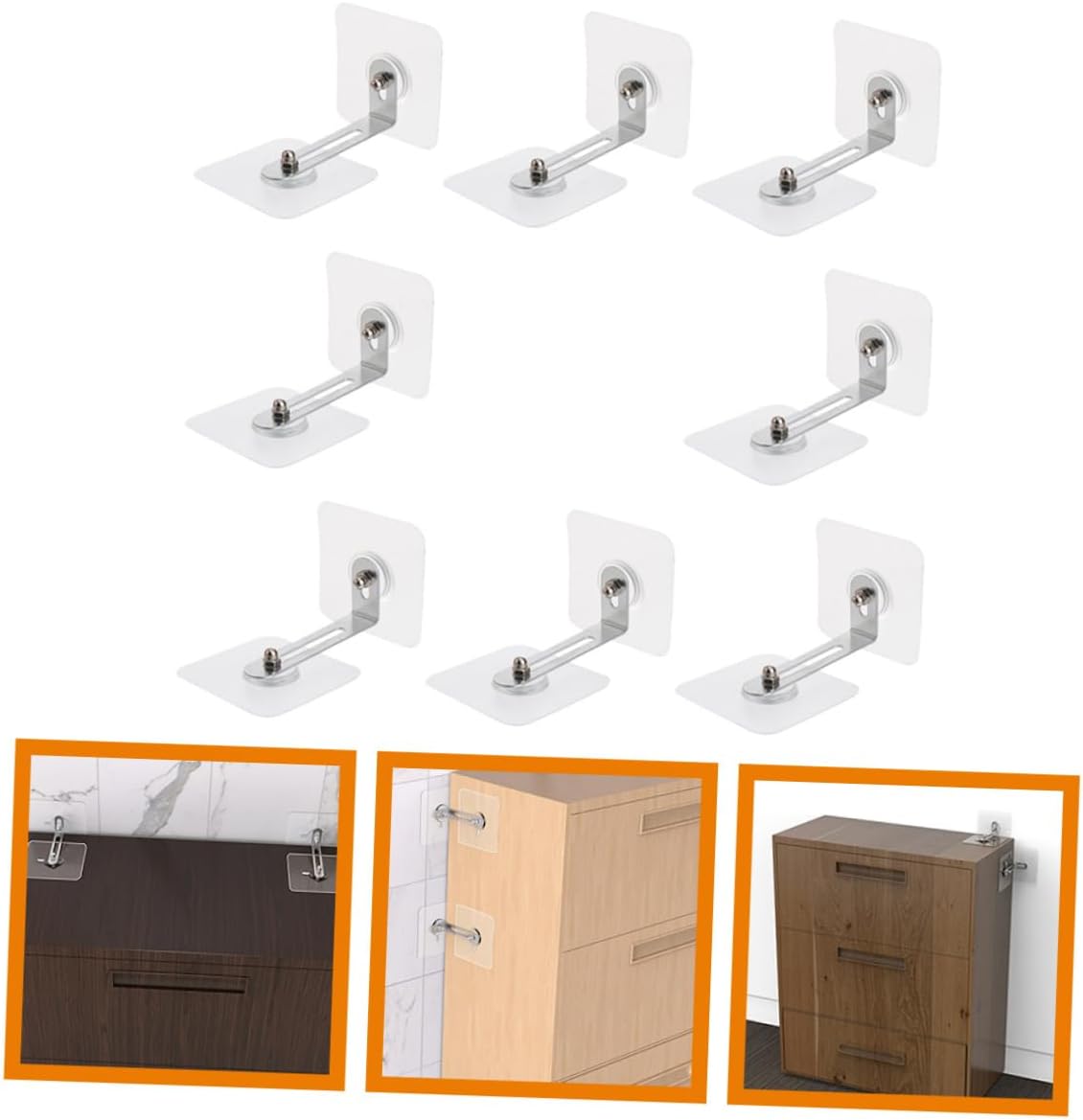 8Pcs Furniture Tip Wall Anchors Heavy Duty Adhesive Straps for Dresser Safety Easy No Drill Installation Reliable Furniture Tipping Prevention Childproof Your Home