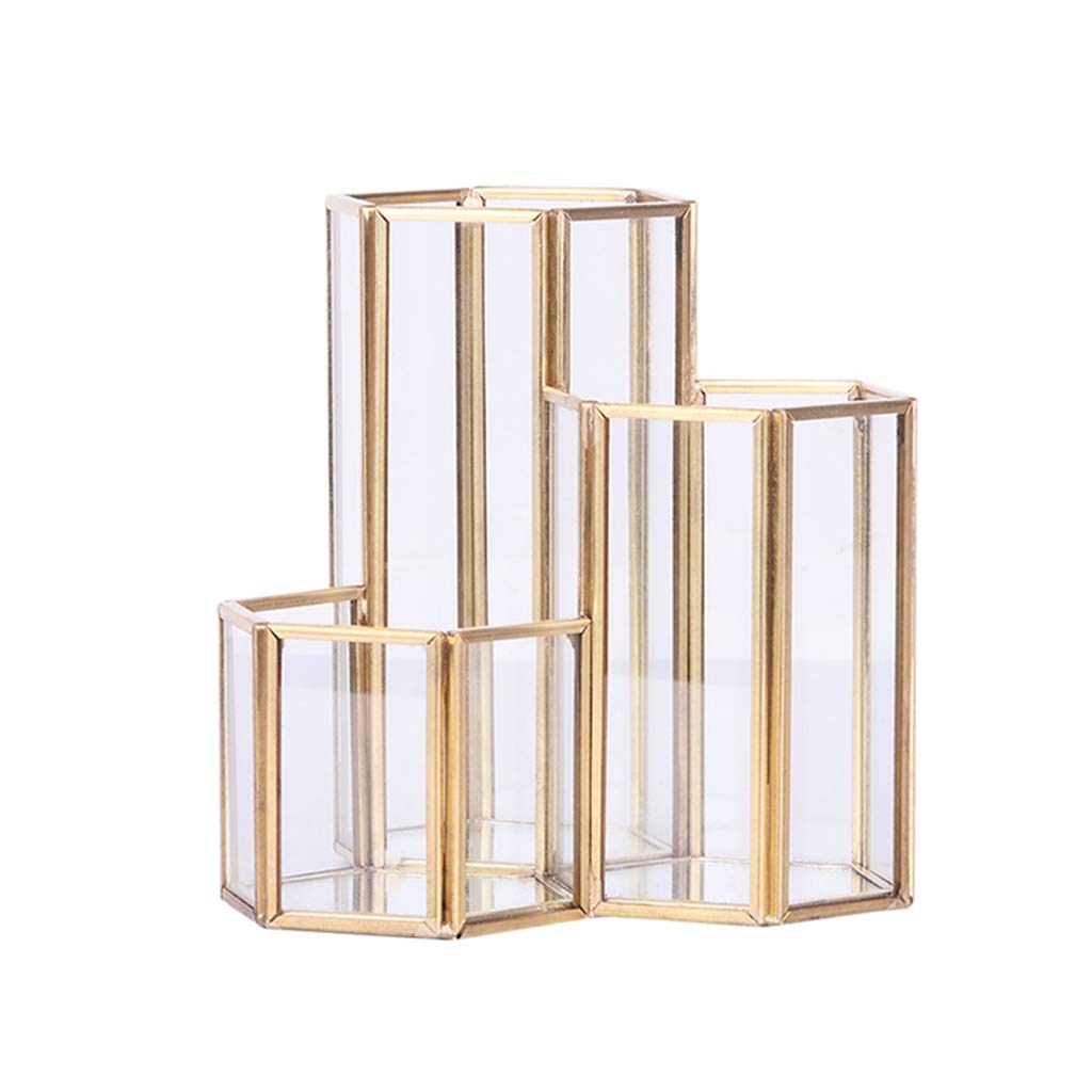 Organisateur pinceaux de maquillage et vase géométrique ajouré pour optimiser votre coiffeuse