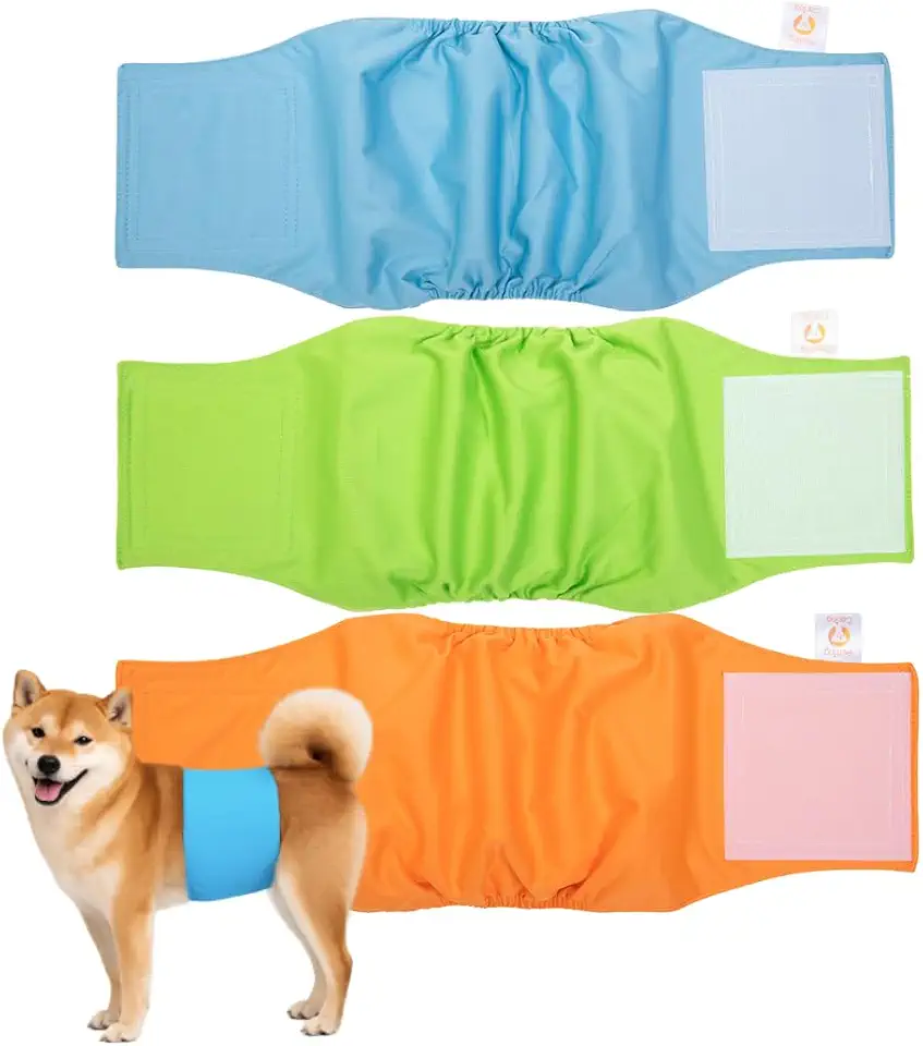 Kit 3 Fraldas Cachorro Macho Reutilizáveis Cor 2- Materiais Duráveis Solução lavável na máquina para incontinência de animais de estimação e viagens longas Petting Is Caring (G)