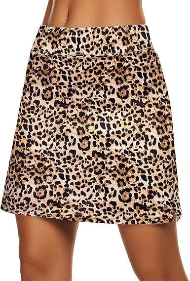 Image of Jawdrobe Women's Women's & Girls High Rise Flared Skorts Stretchy Opaque Skater Skirts with Shorts