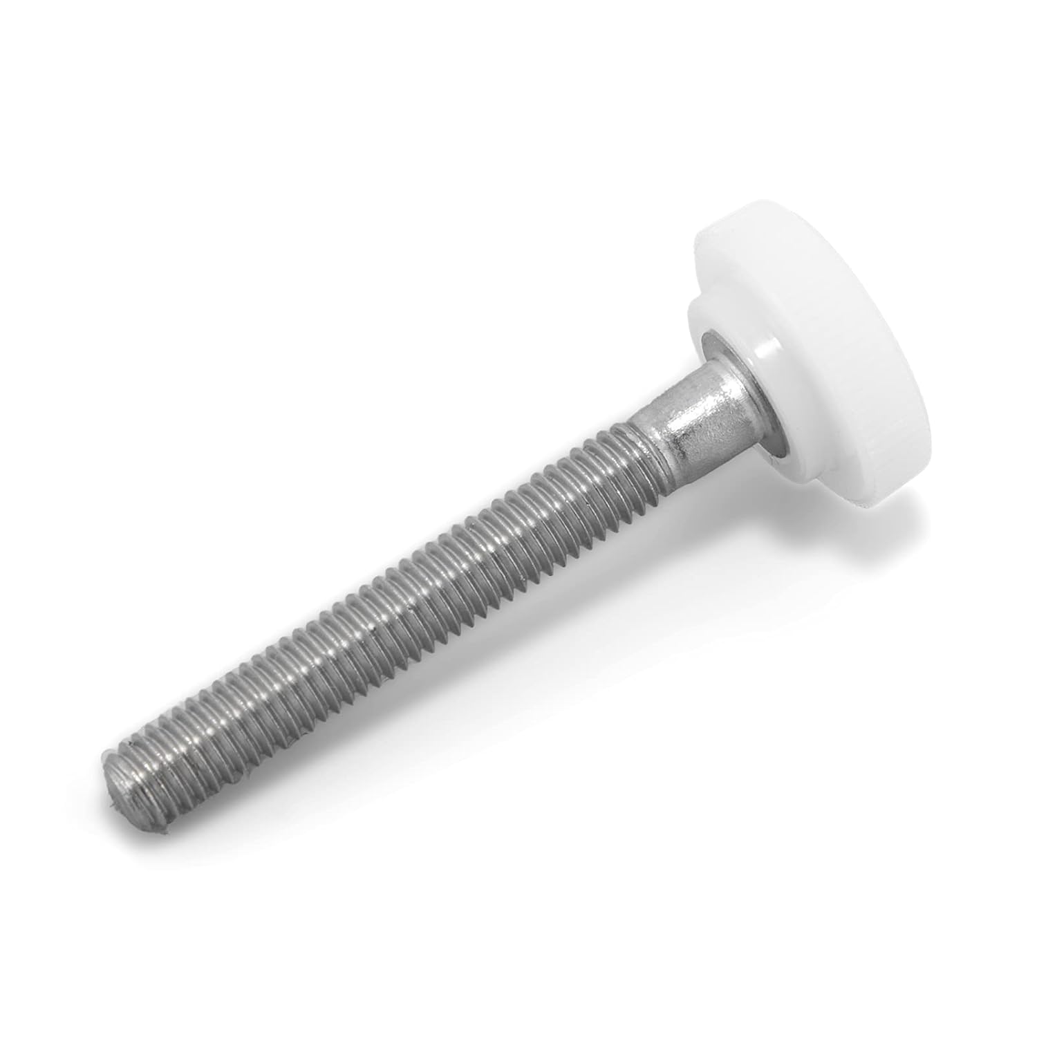 #10-32 x 1-1/2 Thumb Screw Stainless Steel - White Knurled Round Plastic Knob - Fine Thread Thumbscrew - Length: 1.500 - Proudly Built in USA - Package of (25)